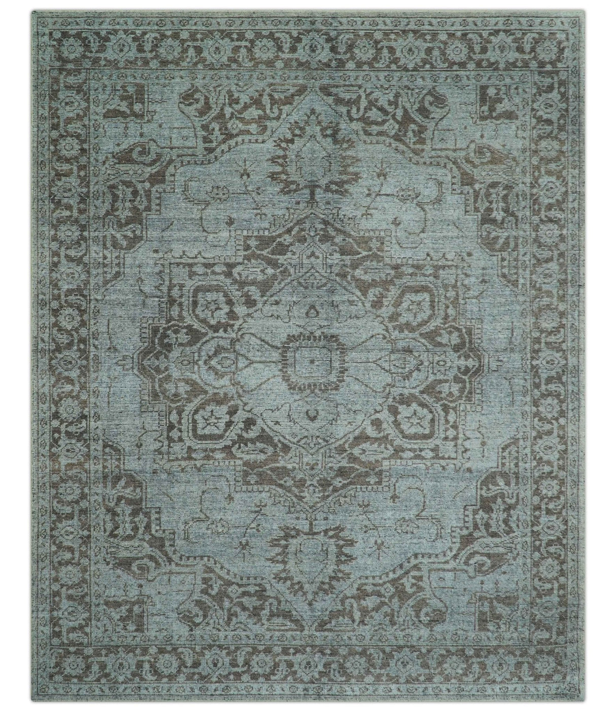 Jewel Custom Made Hand Knotted Traditional Design Brown Wool Area Rug