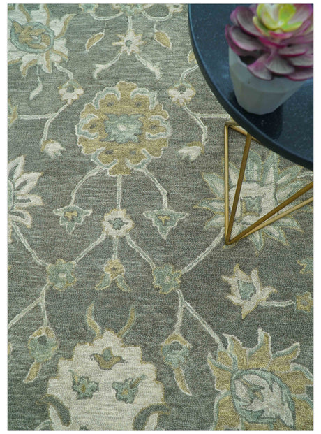 Jewel Custom Made Traditional Oushak Beige Hand Tufted Wool Rug