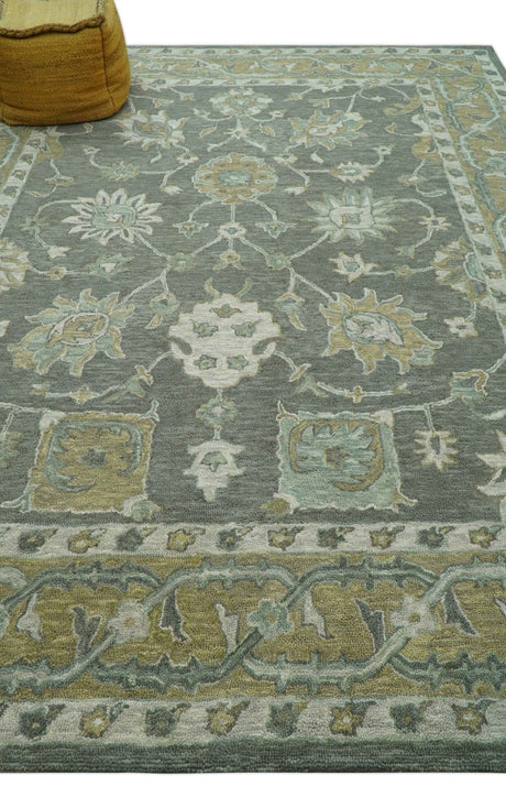 Jewel Custom Made Traditional Oushak Beige Hand Tufted Wool Rug