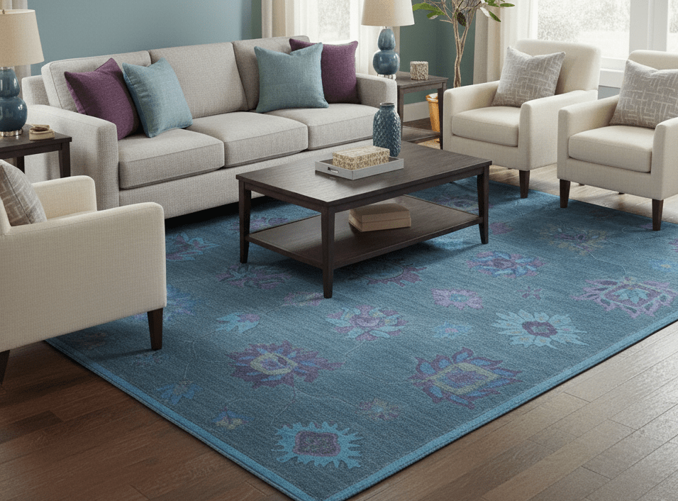 Jewel Custom Made Traditional Overdyed Blue Hand Tufted Wool Rug