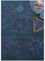 Jewel Custom Made Traditional Overdyed Blue Hand Tufted Wool Rug