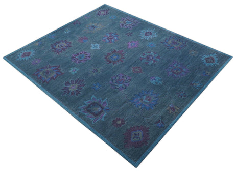 Jewel Custom Made Traditional Overdyed Blue Hand Tufted Wool Rug