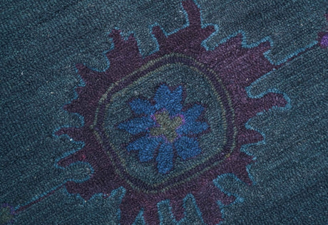 Jewel Custom Made Traditional Overdyed Blue Hand Tufted Wool Rug