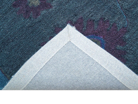 Jewel Custom Made Traditional Overdyed Blue Hand Tufted Wool Rug