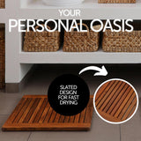 Juno Oiled Teak Shower and Bath Mat with Frame-Bath Mat-Parc Decor