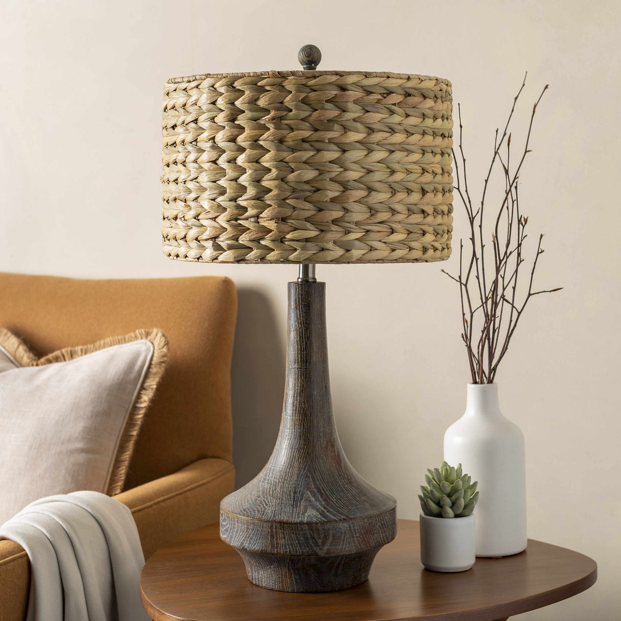 Kabankalan Seagrass Resin Table Lamp-Lighting-Parc Decor