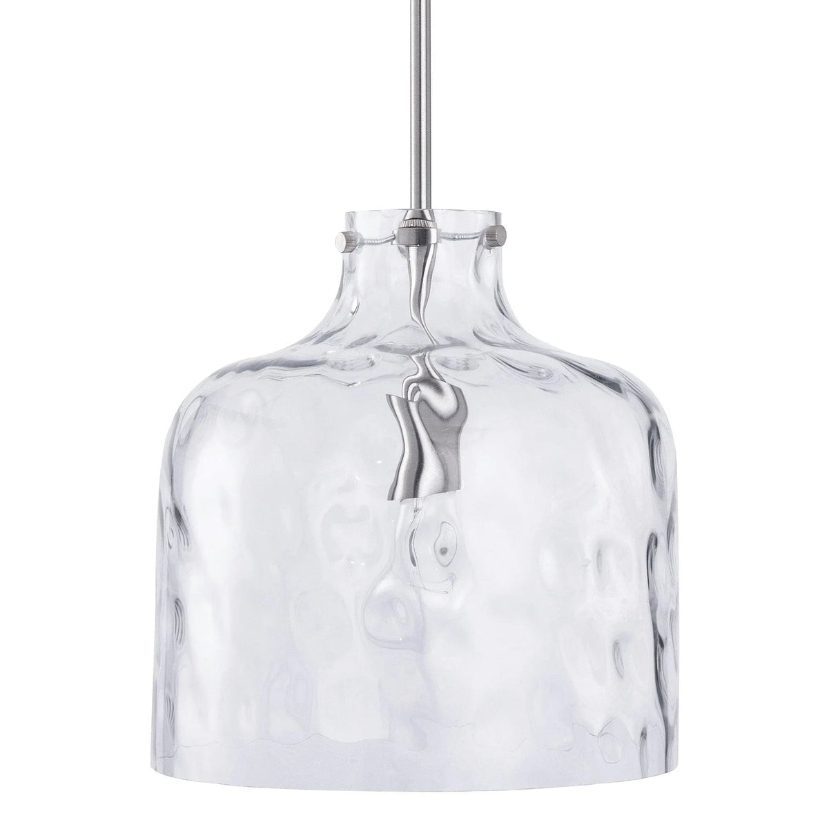 Kara Farmhouse 1-Light Textured Glass Nickel Island Pendant Light