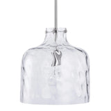Kara Farmhouse 1-Light Textured Glass Nickel Island Pendant Light