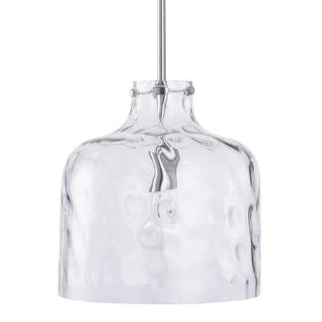 Kara Farmhouse 1-Light Textured Glass Nickel Island Pendant Light
