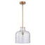 Kara Farmhouse 1-Light Textured Glass Nickel Island Pendant Light