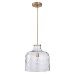 Kara Farmhouse 1-Light Textured Glass Nickel Island Pendant Light