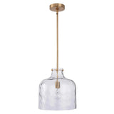 Kara Farmhouse 1-Light Textured Glass Nickel Island Pendant Light