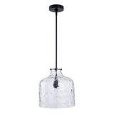Kara Farmhouse 1-Light Textured Glass Nickel Island Pendant Light-吊灯-Parc Decor