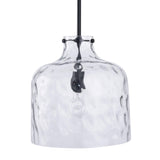 Kara Farmhouse 1-Light Textured Glass Nickel Island Pendant Light-吊灯-Parc Decor
