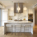 Kara Farmhouse 1-Light Textured Glass Nickel Island Pendant Light-吊灯-Parc Decor