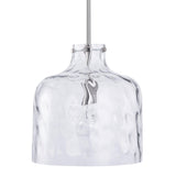 Kara Farmhouse 1-Light Textured Glass Nickel Island Pendant Light-吊灯-Parc Decor
