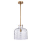 Kara Farmhouse 1-Light Textured Glass Nickel Island Pendant Light-吊灯-Parc Decor