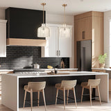 Kara Farmhouse 1-Light Textured Glass Nickel Island Pendant Light-吊灯-Parc Decor