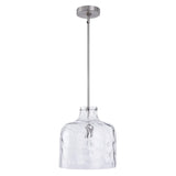 Kara Farmhouse 1-Light Textured Glass Nickel Island Pendant Light-吊灯-Parc Decor