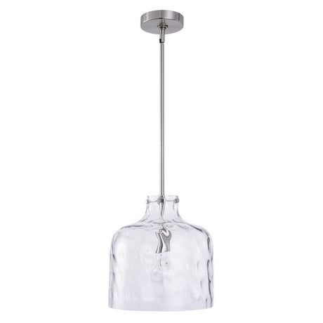 Kara Farmhouse 1-Light Textured Glass Nickel Island Pendant Light-吊灯-Parc Decor