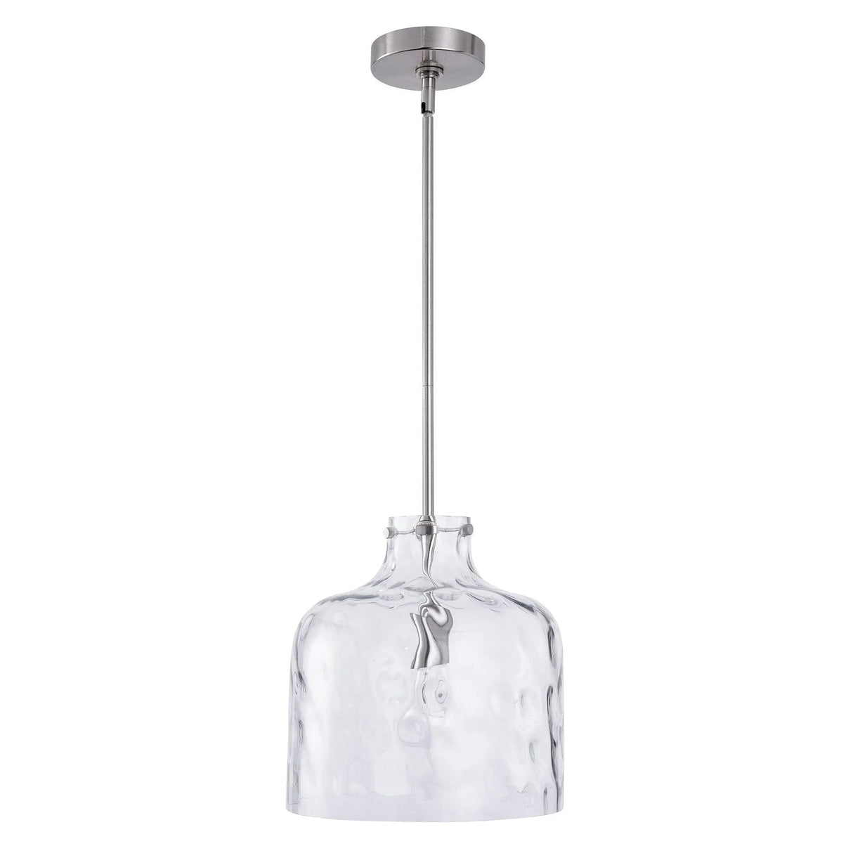 Kara Farmhouse 1-Light Textured Glass Nickel Island Pendant Light