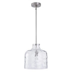 Kara Farmhouse 1-Light Textured Glass Nickel Island Pendant Light