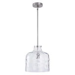 Kara Farmhouse 1-Light Textured Glass Nickel Island Pendant Light