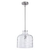 Kara Farmhouse 1-Light Textured Glass Nickel Island Pendant Light