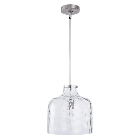Kara Farmhouse 1-Light Textured Glass Nickel Island Pendant Light