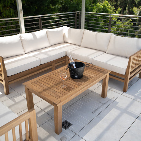 Kauai Natural Outdoor Chaise Couch Set with Sunbrella Cushions
