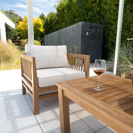 Kauai Natural Outdoor Chaise Couch Set with Sunbrella Cushions-Couch-Parc Decor