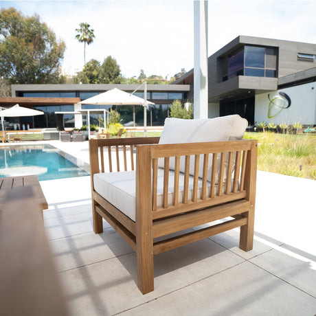 Kauai Natural Outdoor Chaise Couch Set with Sunbrella Cushions-Couch-Parc Decor
