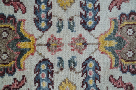 Kelly Turkish Design Ivory And Blue Hand Knotted Wool Rug