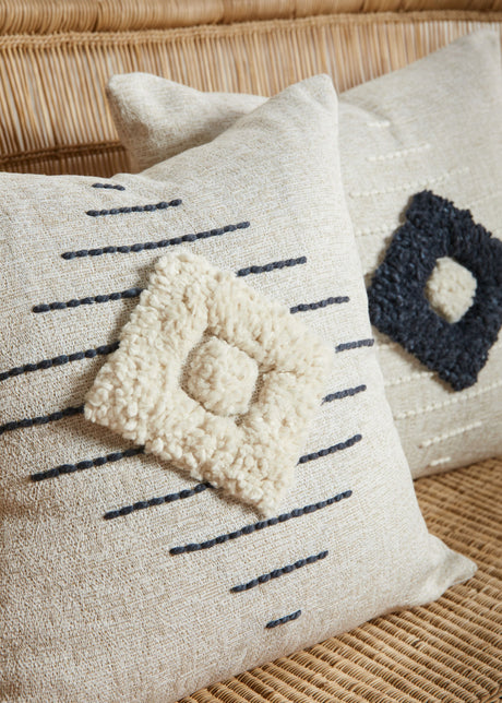 Khanya Throw Pillow in Grey and White-Pillows-Parc Decor