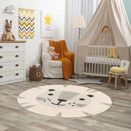 Kids Lion Animal Print Nursery Area Rug - Clearance-Rugs-Parc Decor