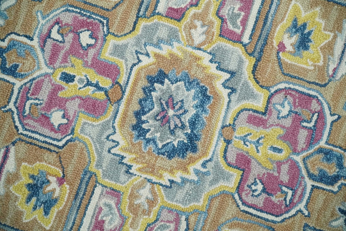 Kids, Nursery and Living Room Rug Hand Tufted Blue and Pink Wool Textured Loop Multi Size Area Rug-Parc Decor