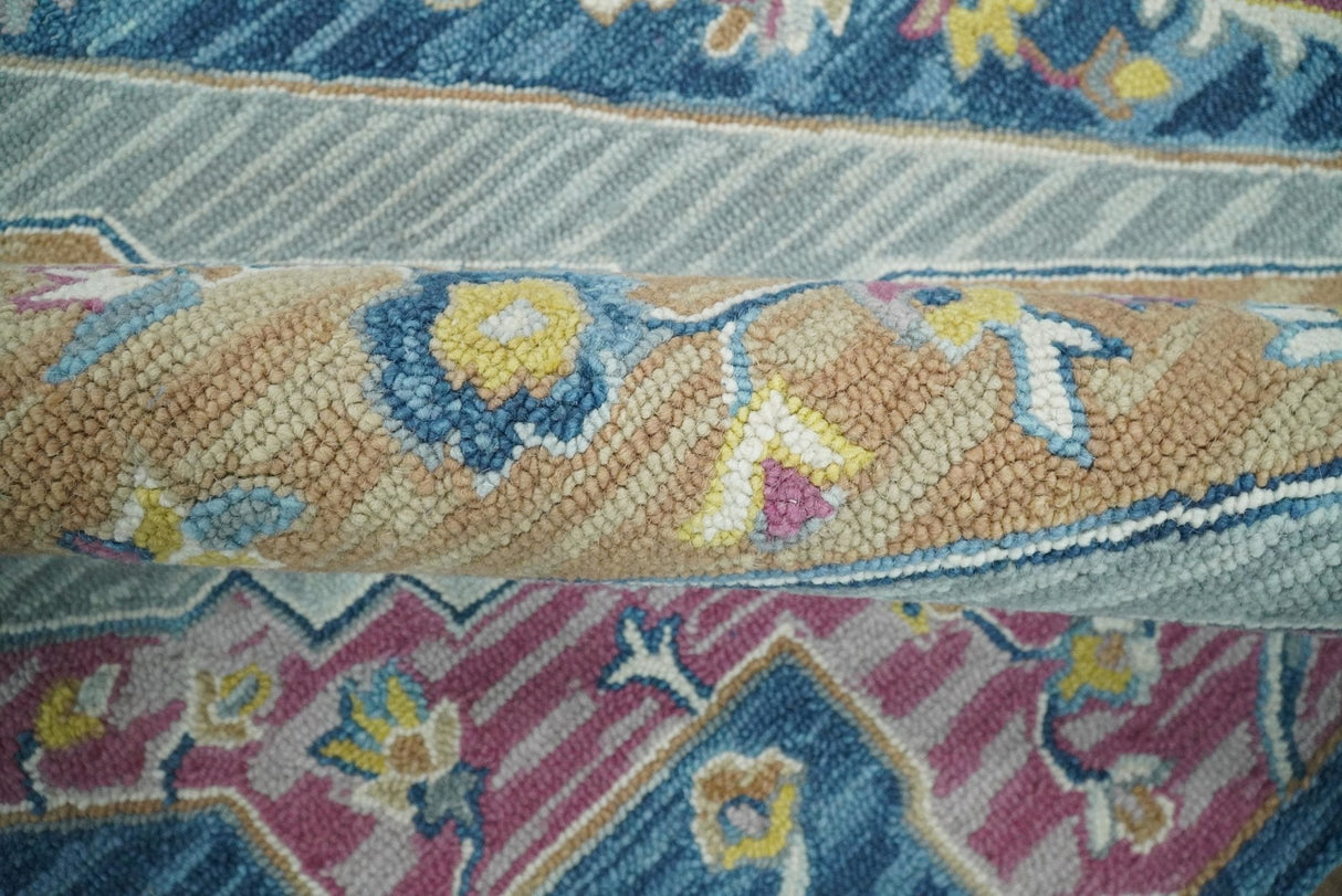 Kids, Nursery and Living Room Rug Hand Tufted Blue and Pink Wool Textured Loop Multi Size Area Rug-Parc Decor