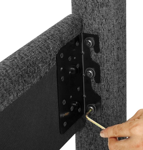 King Size Charcoal Grey Upholstered Platform Bed-Bedroom-Parc Decor