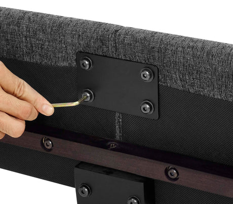 King Size Charcoal Grey Upholstered Platform Bed-Bedroom-Parc Decor