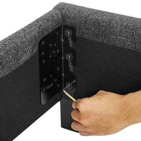 King Size Charcoal Grey Upholstered Platform Bed-Bedroom-Parc Decor