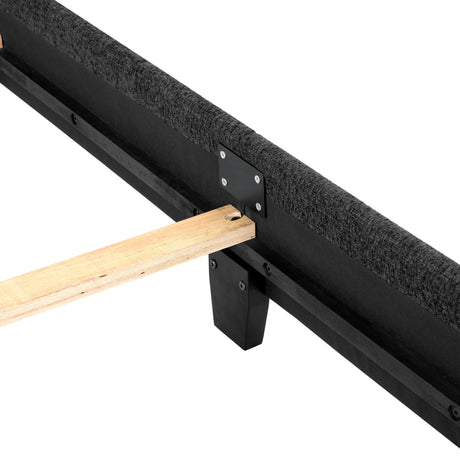 King Size Charcoal Grey Upholstered Platform Bed-Bedroom-Parc Decor