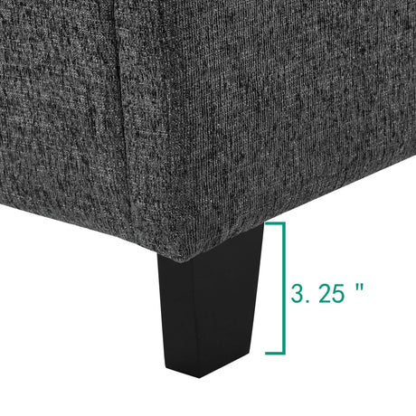 King Size Charcoal Grey Upholstered Platform Bed-Bedroom-Parc Decor