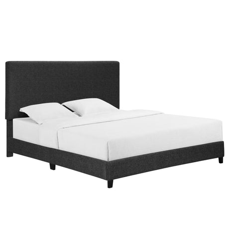 King Size Charcoal Grey Upholstered Platform Bed-Bedroom-Parc Decor