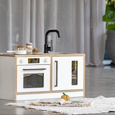 Kitchenette Mini – White & Oak Pretend Play Station