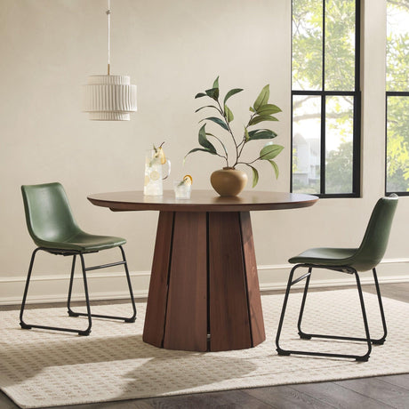 Koa 48" Round Solid Wood Pedestal Dining Table