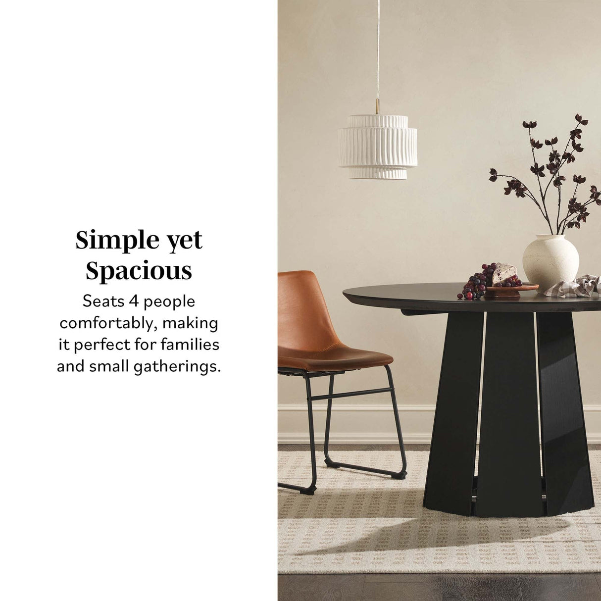 Koa 48" Round Solid Wood Pedestal Dining Table-Dining / Kitchen-Parc Decor