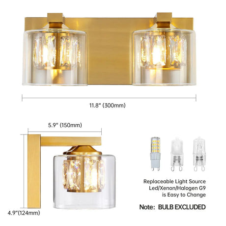 Kolt Chrome Modern 2-Light Bathroom Vanity Light