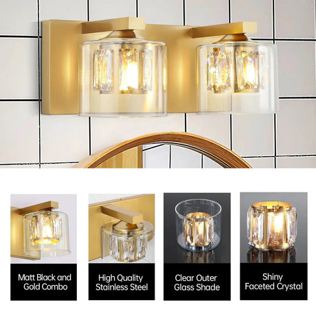 Kolt Chrome Modern 2-Light Bathroom Vanity Light