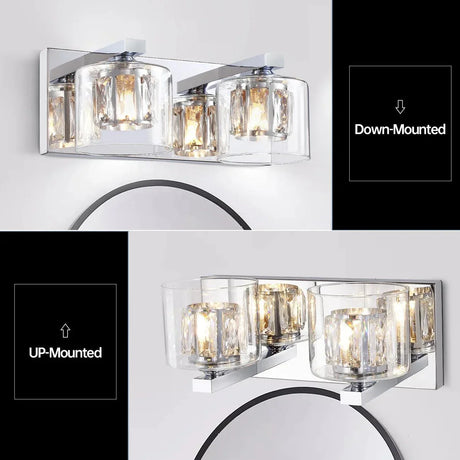 Kolt Chrome Modern 2-Light Bathroom Vanity Light