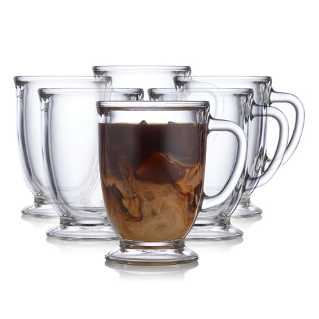 Kona Glass Coffee Mugs, 16 ounce, Set of 6-Beverageware-Parc Decor